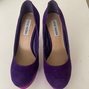 STEVE MADDEN Suede Leather Fashion High Heels Multi-Colored Purples SZ 7